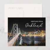 Nacht Stadsprofiel Groeten vanuit Oakland Ansichtk Briefkaart (Voorkant / Achterkant)