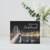 Nacht Stadsprofiel Groeten vanuit Oakland Ansichtk Briefkaart (Staand voorkant)