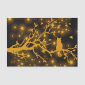 Nacht Stargazing Kat op een Boomtak Tissuepapier (Voorkant)