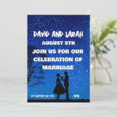 NACHT STARS ROMANTIC ELEGANT WEDDING INVITATIONS KAART (Staand voorkant)