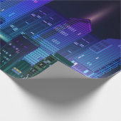 Nacht-stedelijk panorama met neongloed op donkere cadeaupapier (Hoek)