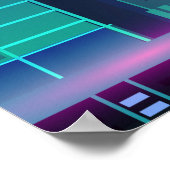 Nacht-stedelijk panorama met neongloed op donkere poster (Hoek)