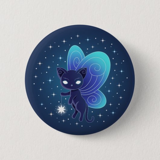 Nacht Ster Fee Pixie Kat Ronde Button 5,7 Cm (Voorkant)