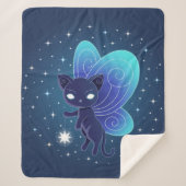 Nacht Ster Fee Pixie Kat Sherpa Deken (Voorkant)