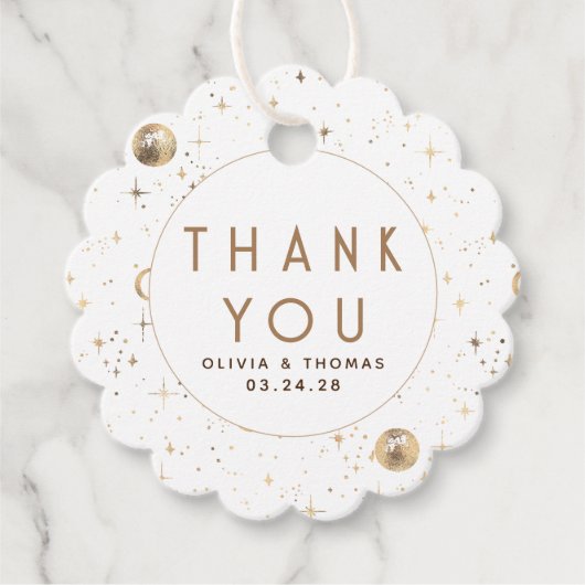 Nacht Ster Hemels Mysterieus Wit Dank Je Bedankjes Labels (Voorkant)
