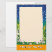Nacht sterren & bloemen Stationery Briefpapier (Voorkant / Achterkant)