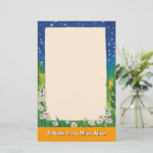 Nacht sterren & bloemen Stationery Briefpapier (Staand voorkant)