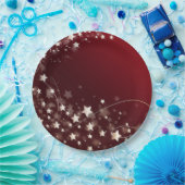 Nacht sterren op Dark Red Sky Papieren Bordje (Feest)