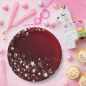 Nacht sterren op Dark Red Sky Papieren Bordje (Feest)