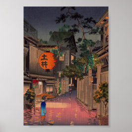 Nacht Straat Regen Poster