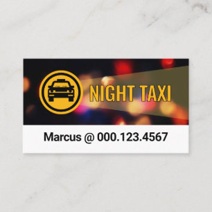 Nacht Taxi Dienst Stad Licht Visitekaartje