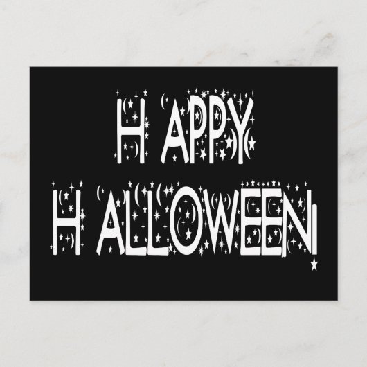 Nacht-tijd Happy Halloween-tekst Briefkaart (Voorkant)