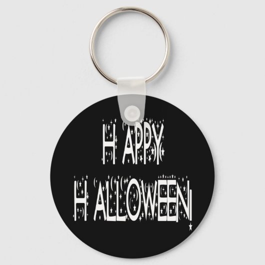 Nacht-tijd Happy Halloween-tekst Sleutelhanger (Voorkant)