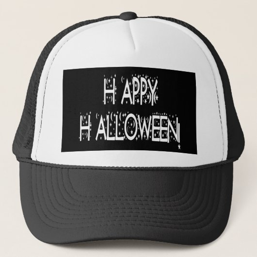 Nacht-tijd Happy Halloween-tekst Trucker Pet (Voorkant)