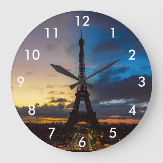 Nacht tot dag over Eiffeltoren uit Trocadero Grote Klok (Voorkant)
