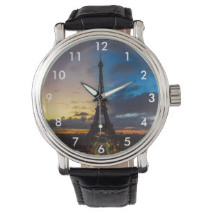 Nacht tot dag over Eiffeltoren uit Trocadero Horloge