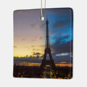 Nacht tot dag over Eiffeltoren uit Trocadero Keramisch Ornament (Links)
