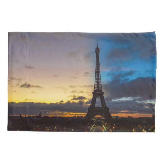 Nacht tot dag over Eiffeltoren uit Trocadero Kussensloop (Achterkant)
