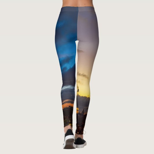 Nacht tot dag over Eiffeltoren uit Trocadero Leggings (Achterkant)