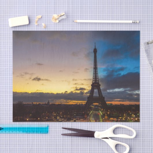 Nacht tot dag over Eiffeltoren uit Trocadero Tissuepapier (Craft)