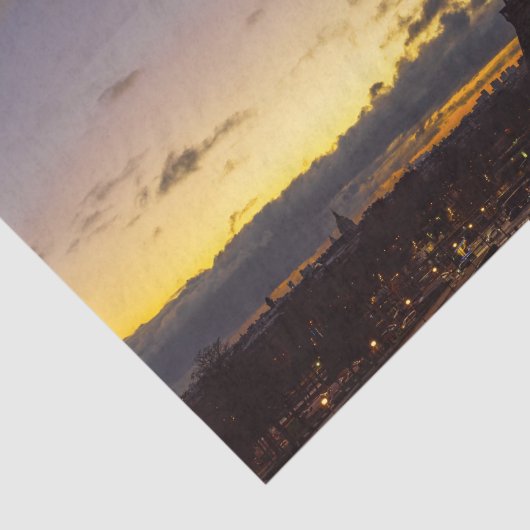 Nacht tot dag over Eiffeltoren uit Trocadero Tissuepapier (Detail)