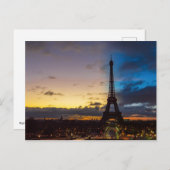 Nacht tot dag over Eiffeltoren vanuit Trocadero Briefkaart (Voorkant / Achterkant)