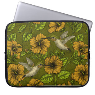 Nacht tropische tuin geel en groen laptop sleeve