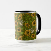 Nacht tropische tuin geel en groen mok (Voorkant rechts)