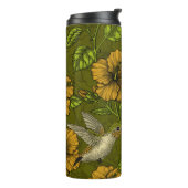 Nacht tropische tuin geel en groen thermosbeker (Gedraaid links)