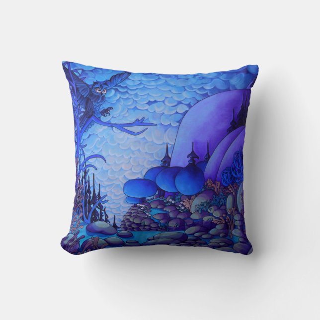 Nacht uil schilderij "16 x "16 Sierkussen (Voorkant)