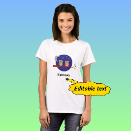 Nacht uilt maansterren aangepaste tekst t-shirt