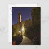 Nacht uitzicht kerk bij schemering, Pienza, Italië Briefkaart (Voorkant / Achterkant)