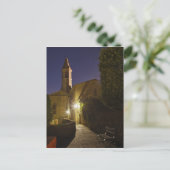 Nacht uitzicht kerk bij schemering, Pienza, Italië Briefkaart (Staand voorkant)
