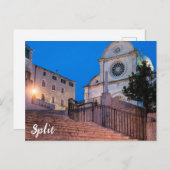 Nacht uitzicht trappen en kerk in Split, Kroatië Briefkaart (Voorkant / Achterkant)