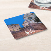 Nacht uitzicht trappen en kerk in Split, Kroatië Kartonnen Onderzetters (Schuin)