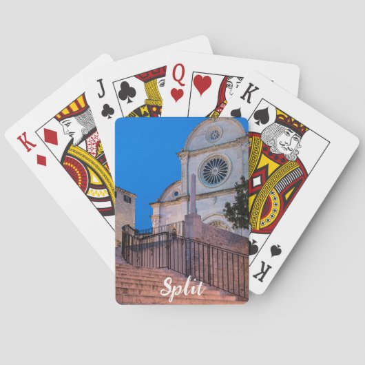 Nacht uitzicht trappen en kerk in Split, Kroatië Pokerkaarten (Achterkant)