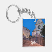 Nacht uitzicht trappen en kerk in Split, Kroatië Sleutelhanger (Voorkant Links)