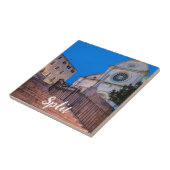 Nacht uitzicht trappen en kerk in Split, Kroatië Tegeltje (Zijkant)