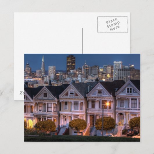 Nacht uitzicht van 'beschilderde damestukken' briefkaart (Voorkant / Achterkant)