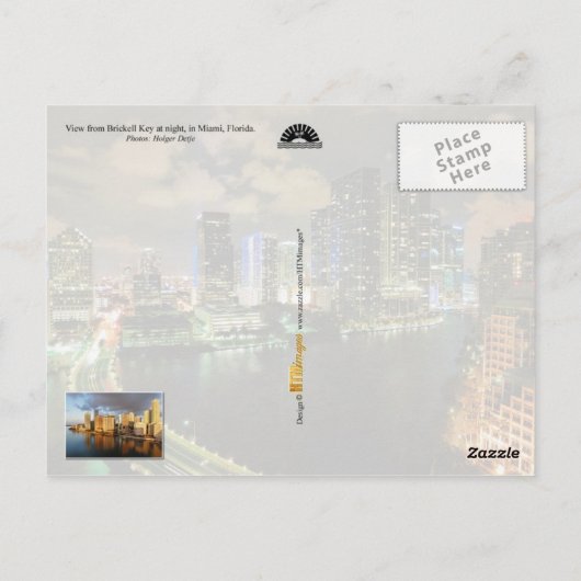 Nacht Uitzicht van Brickell Skyline in Miami, Flor Briefkaart (Achterkant)