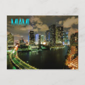 Nacht Uitzicht van Brickell Skyline in Miami, Flor Briefkaart (Voorkant)
