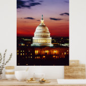 Nacht uitzicht van het Amerikaanse Capitol Poster (Keuken)