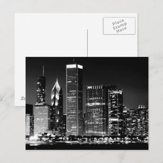 Nacht uitzicht van het beroemde cityscape van Chic Briefkaart (Voorkant / Achterkant)