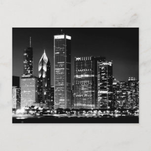 Nacht uitzicht van het beroemde cityscape van Chic Briefkaart