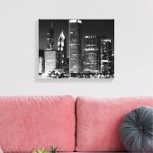 Nacht uitzicht van het beroemde cityscape van Chic Canvas Afdruk (Insitu (Woonkamer))