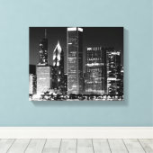 Nacht uitzicht van het beroemde cityscape van Chic Canvas Afdruk (Insitu (Houten vloer))