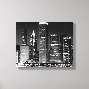 Nacht uitzicht van het beroemde cityscape van Chic Canvas Afdruk