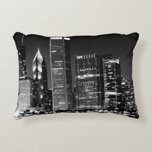 Nacht uitzicht van het beroemde cityscape van Chic Decoratief Kussen