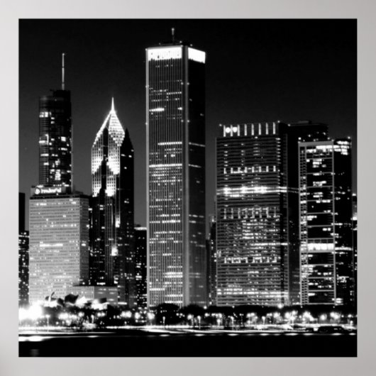 Nacht uitzicht van het beroemde cityscape van Chic Poster (Voorkant)
