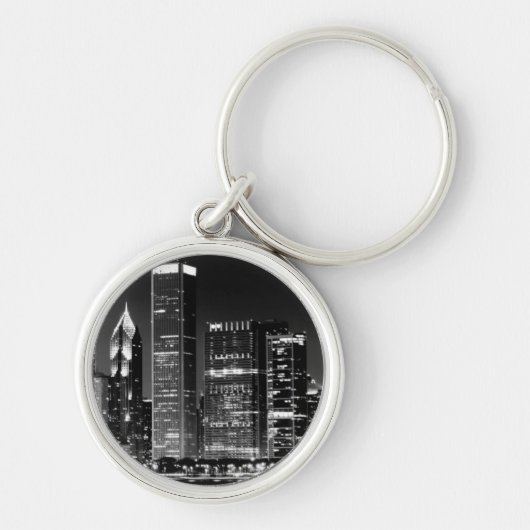 Nacht uitzicht van het beroemde cityscape van Chic Sleutelhanger (Voorkant)